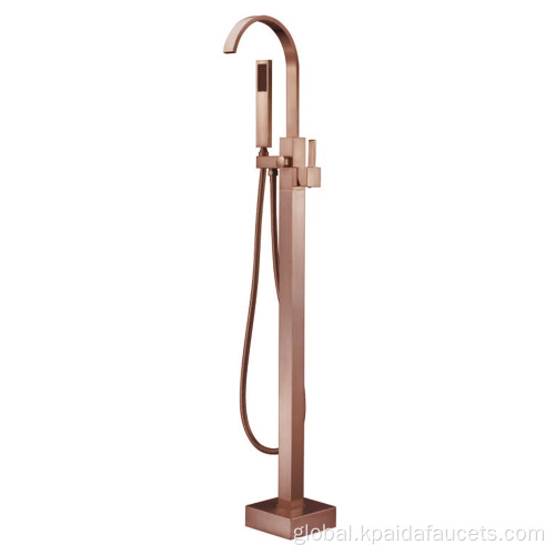 Rose Gold Bath Faucet Floor Standing Rose Gold Freestanding Bathtub Faucet Bathroom Faucet Tub Filler Manufactory